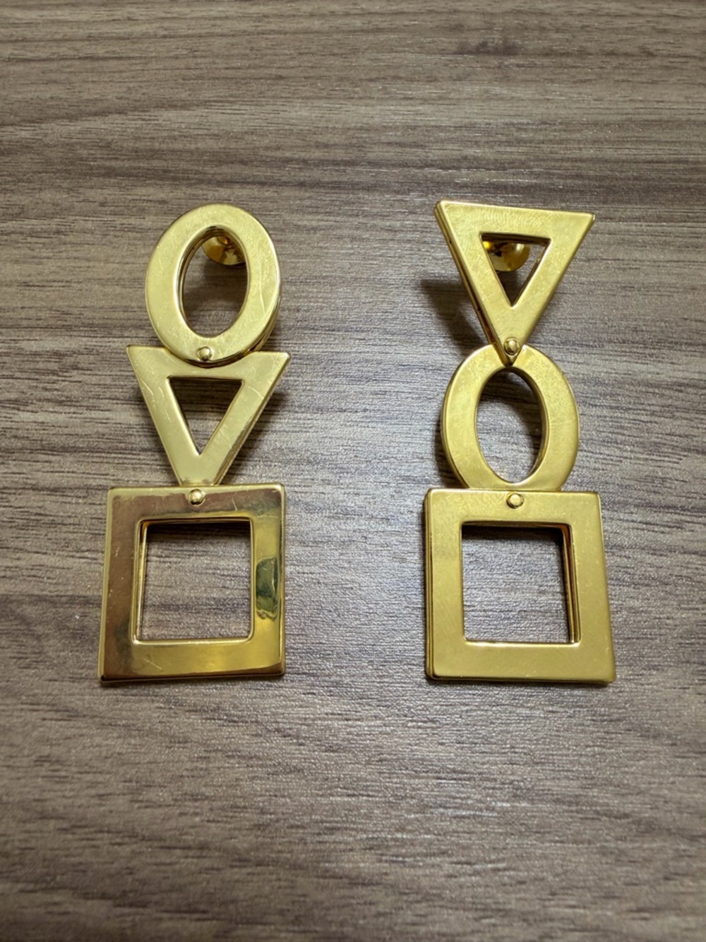 Sassy Jones Gold Geometric Drop Earrings